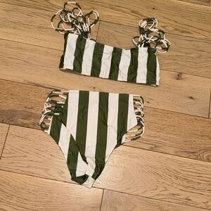 Alia Blue … green and white striped bikini never worn